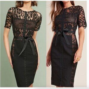 Anthropologie Beguile by Byron Lars Carissima Sheath Dress Black Lace - 6